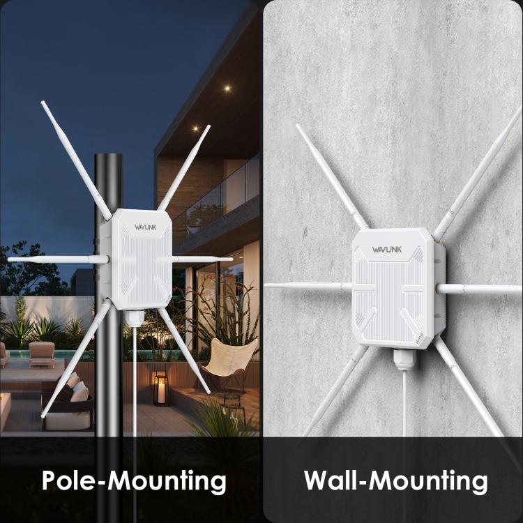 موسع واي فاي خارجي WAVLINK WN588HX3 AX3000 مع 6 هوائيات، مكرر واي فاي مزدوج النطاق، قابس أمريكي، بريطاني، أوروبي، أسترالي