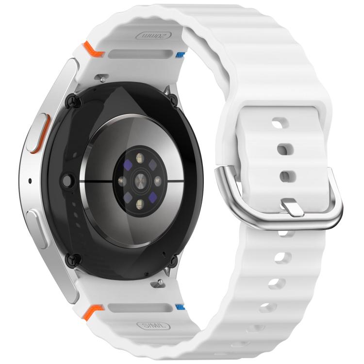 Wavy Grain Stitched Silver Buckle Silicone Watch Band, For Samsung Galaxy Watch 7 40 / 44mm