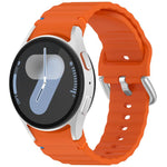 Wavy Grain Stitched Silver Buckle Silicone Watch Band, For Samsung Galaxy Watch 7 40 / 44mm