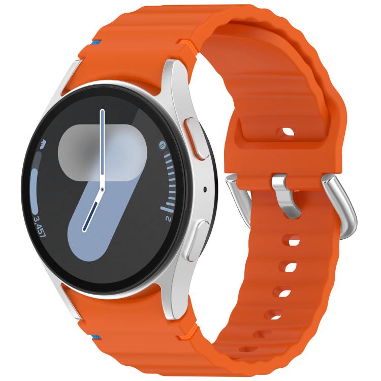 Wavy Grain Stitched Silver Buckle Silicone Watch Band, For Samsung Galaxy Watch 7 40 / 44mm