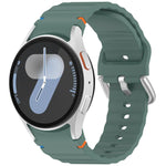 Wavy Grain Stitched Silver Buckle Silicone Watch Band, For Samsung Galaxy Watch 7 40 / 44mm