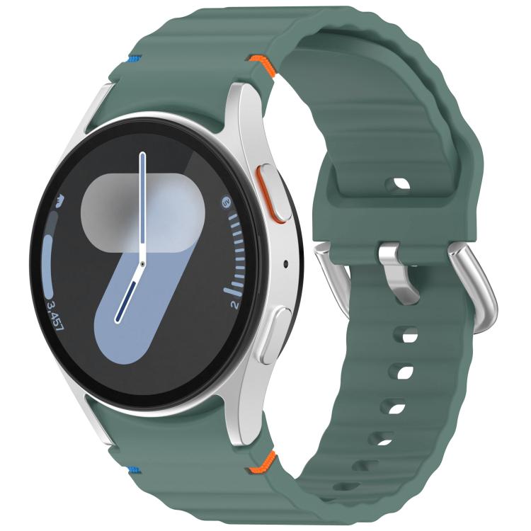 Wavy Grain Stitched Silver Buckle Silicone Watch Band, For Samsung Galaxy Watch 7 40 / 44mm
