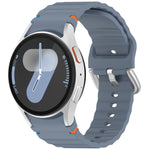 Wavy Grain Stitched Silver Buckle Silicone Watch Band, For Samsung Galaxy Watch 7 40 / 44mm