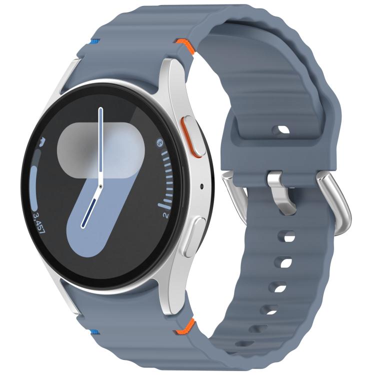 Wavy Grain Stitched Silver Buckle Silicone Watch Band, For Samsung Galaxy Watch 7 40 / 44mm