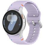 Wavy Grain Stitched Silver Buckle Silicone Watch Band, For Samsung Galaxy Watch 7 40 / 44mm