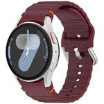 Wavy Grain Stitched Silver Buckle Silicone Watch Band, For Samsung Galaxy Watch 7 40 / 44mm