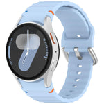 Wavy Grain Stitched Silver Buckle Silicone Watch Band, For Samsung Galaxy Watch 7 40 / 44mm