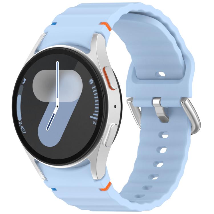 Wavy Grain Stitched Silver Buckle Silicone Watch Band, For Samsung Galaxy Watch 7 40 / 44mm