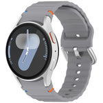 Wavy Grain Stitched Silver Buckle Silicone Watch Band, For Samsung Galaxy Watch 7 40 / 44mm