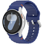 Wavy Grain Stitched Silver Buckle Silicone Watch Band, For Samsung Galaxy Watch 7 40 / 44mm