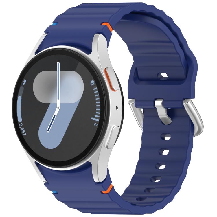 Wavy Grain Stitched Silver Buckle Silicone Watch Band, For Samsung Galaxy Watch 7 40 / 44mm
