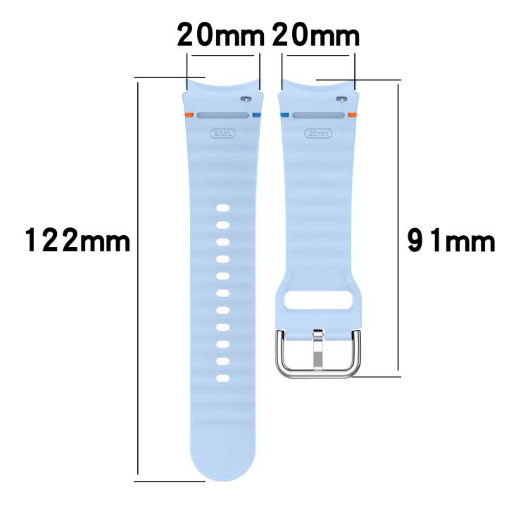 Wavy Grain Stitched Silver Buckle Silicone Watch Band, For Samsung Galaxy Watch 7 40 / 44mm
