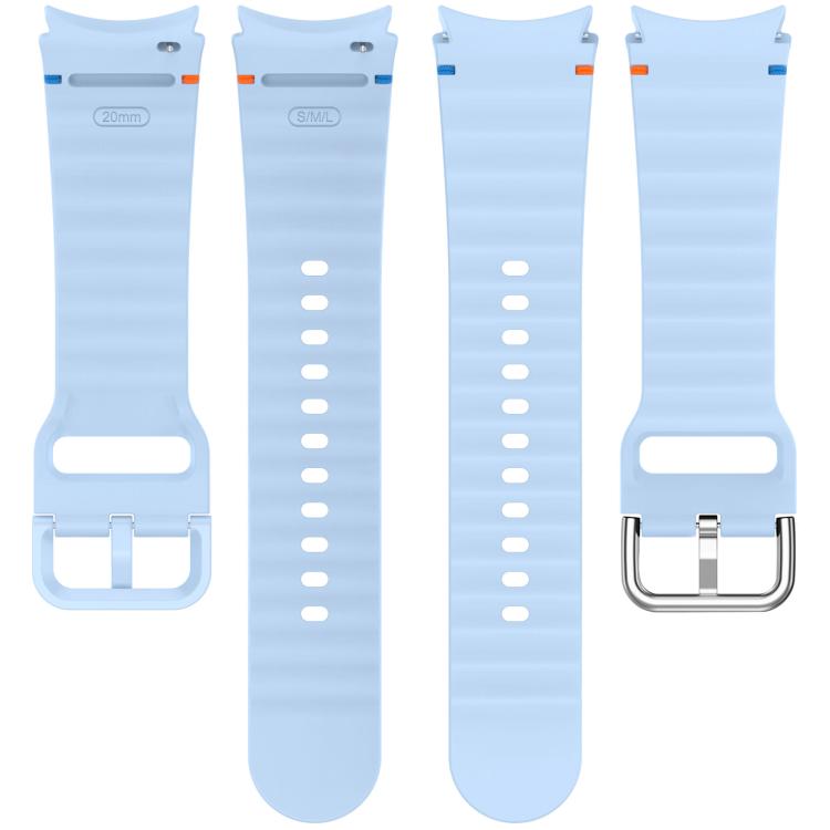 Wavy Grain Stitched Silver Buckle Silicone Watch Band, For Samsung Galaxy Watch 7 40 / 44mm