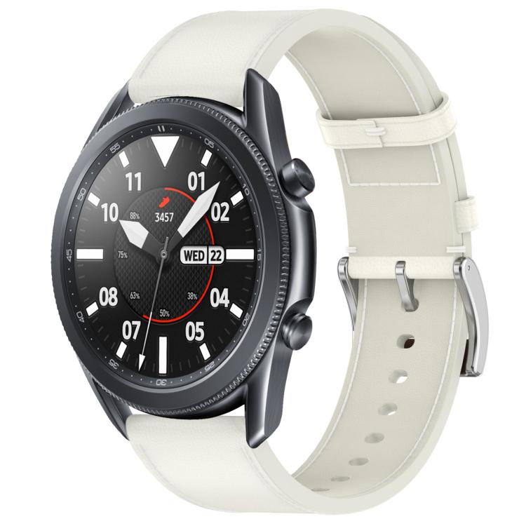 Press Button 22mm Leather Watch Band, For Samsung Galaxy Watch3 45mm