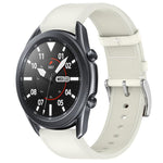Press Button 22mm Leather Watch Band, For Samsung Galaxy Watch3 45mm