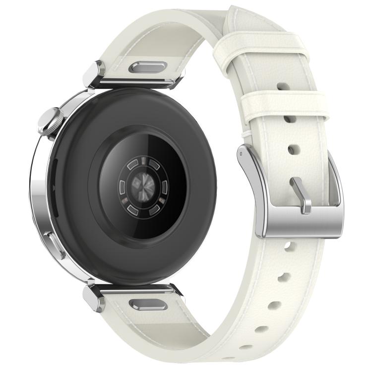 Press Button 22mm Leather Watch Band, For Samsung Galaxy Watch3 45mm