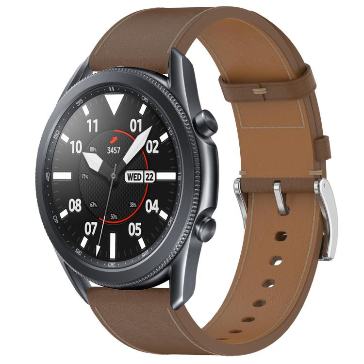 Press Button 22mm Leather Watch Band, For Samsung Galaxy Watch3 45mm
