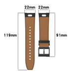 Press Button 22mm Leather Watch Band, For Samsung Galaxy Watch3 45mm