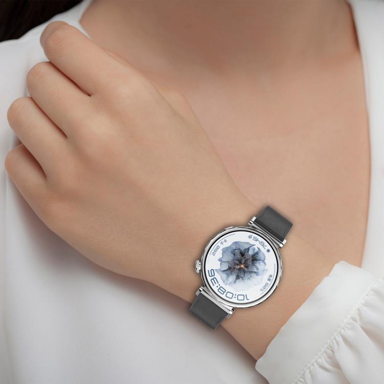 Press Button 22mm Leather Watch Band, For Samsung Galaxy Watch3 45mm