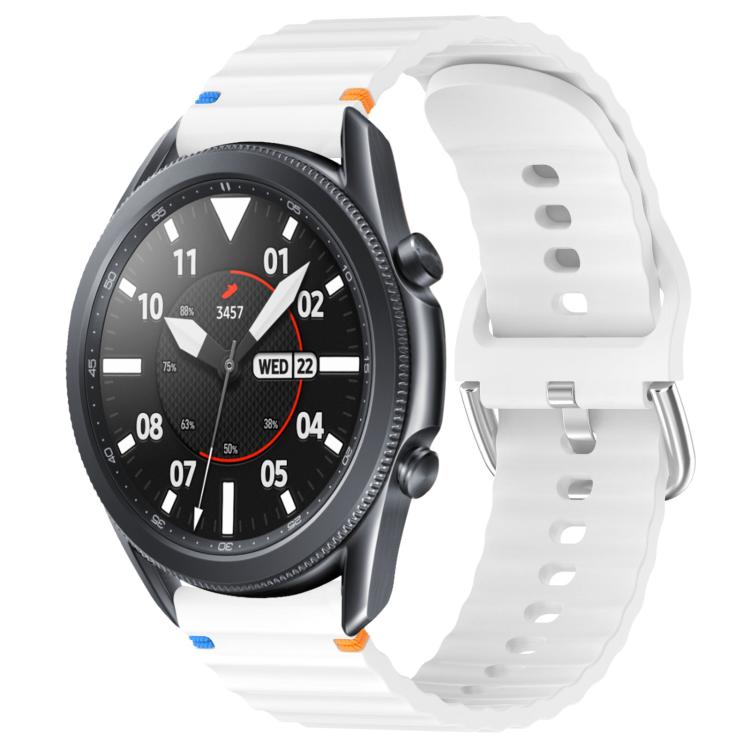 Wavy Grain Stitched 22mm Silicone Watch Band, For Samsung Galaxy Watch 3 45mm