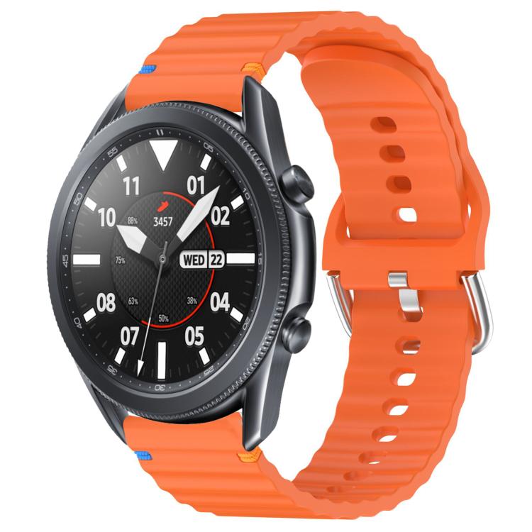 Wavy Grain Stitched 22mm Silicone Watch Band, For Samsung Galaxy Watch 3 45mm