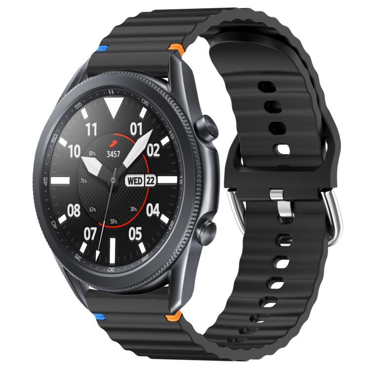 Wavy Grain Stitched 22mm Silicone Watch Band, For Samsung Galaxy Watch 3 45mm