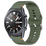 Wavy Grain Stitched 22mm Silicone Watch Band, For Samsung Galaxy Watch 3 45mm