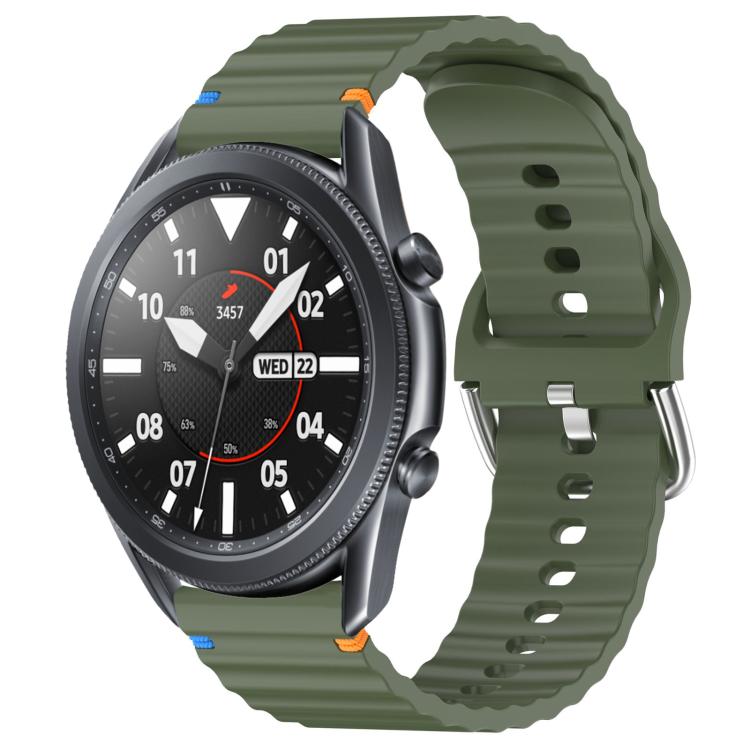 Wavy Grain Stitched 22mm Silicone Watch Band, For Samsung Galaxy Watch 3 45mm