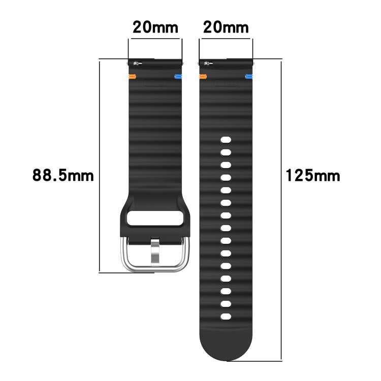 Wavy Grain Stitched 22mm Silicone Watch Band, For Samsung Galaxy Watch 3 45mm
