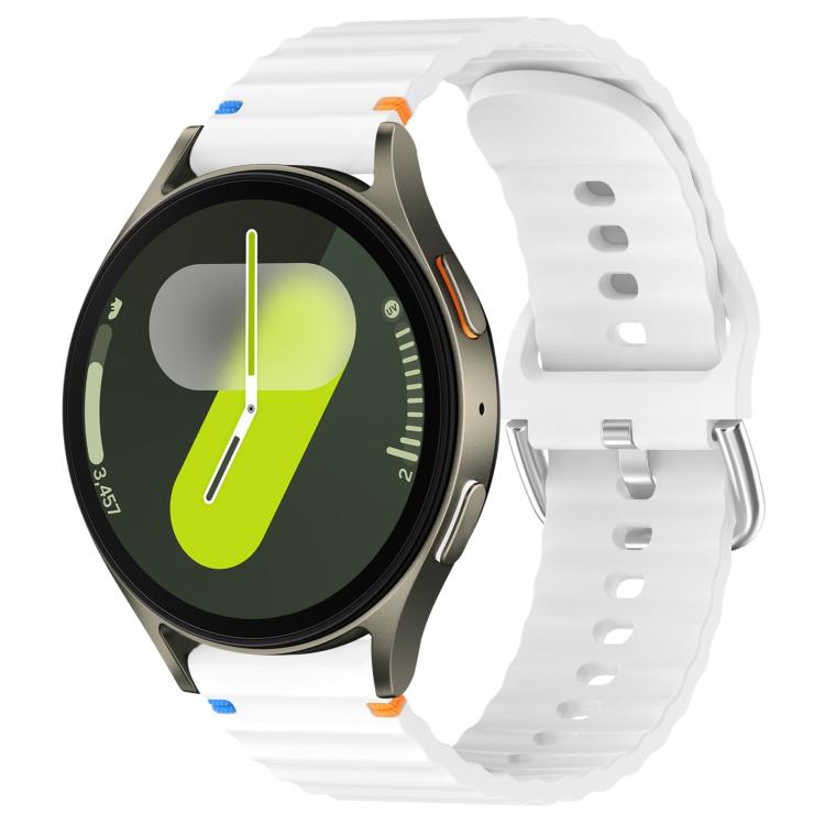 Wavy Grain Stitched 20mm Silicone Watch Band, For Samsung Galaxy Watch 7 40 / 44mm