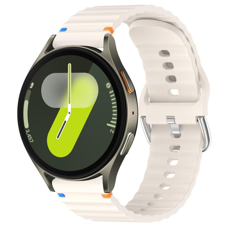 Wavy Grain Stitched 20mm Silicone Watch Band, For Samsung Galaxy Watch 7 40 / 44mm