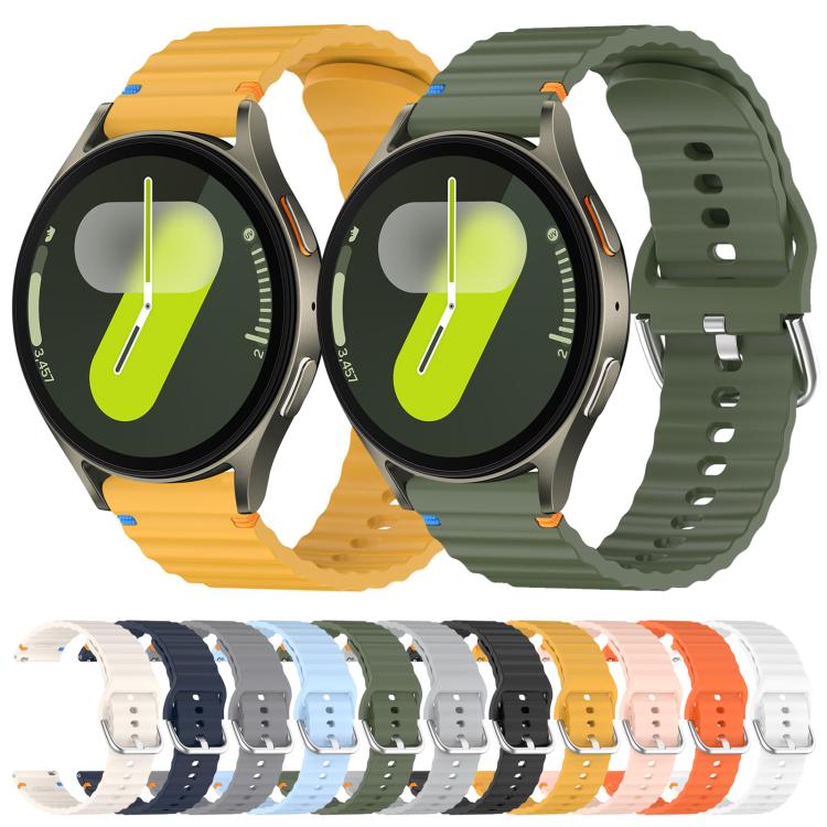 Wavy Grain Stitched 20mm Silicone Watch Band, For Samsung Galaxy Watch 7 40 / 44mm