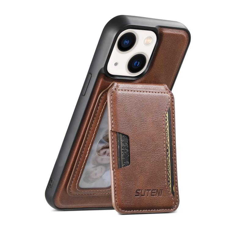 Suteni M3 Card Bag MagSafe Cowhide Texture Leather Phone Case, For iPhone 13 Pro Max, For iPhone 13 Pro, For iPhone 13, For iPhone 12, For iPhone 12 Pro Max, For iPhone 12 Pro