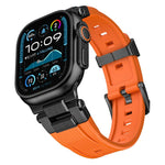 Stainless Steel Connector Vertical Grain TPU Watch Band, For Apple Watch 46mm / 49mm / 45mm / 44mm