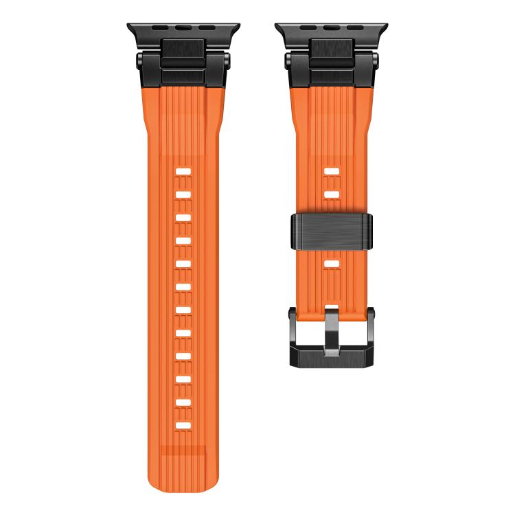 Stainless Steel Connector Vertical Grain TPU Watch Band, For Apple Watch 46mm / 49mm / 45mm / 44mm