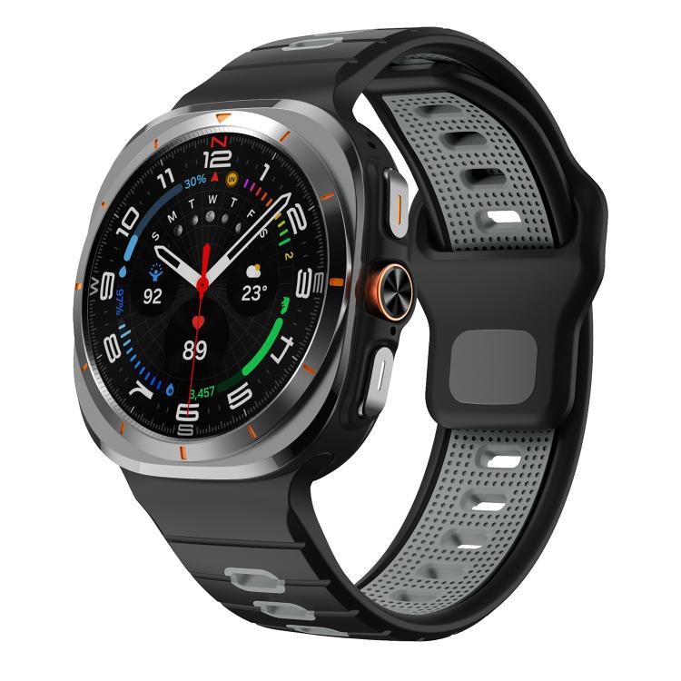 Horizontal Stripes Reverse Buckle Silicone Watch Band, For Samsung Galaxy Watch Ultra 47mm / Ultra 2025