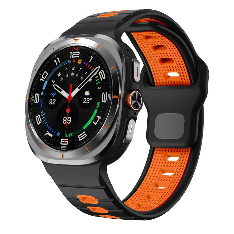 Horizontal Stripes Reverse Buckle Silicone Watch Band, For Samsung Galaxy Watch Ultra 47mm / Ultra 2025