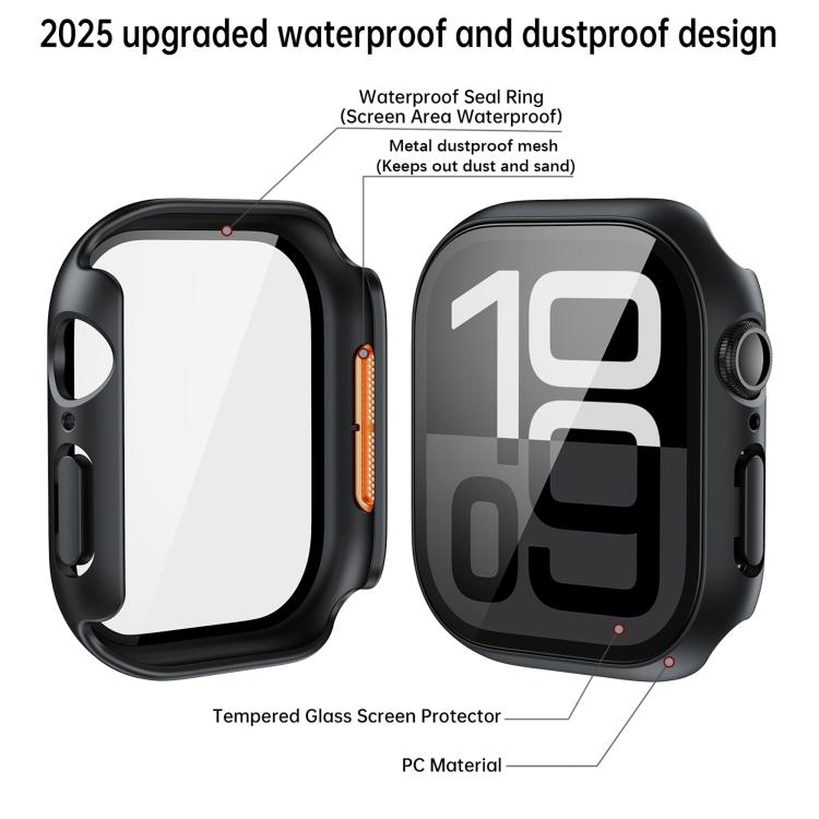 Tempered Film Integrated PC Watch Protective Case, For Apple Watch Series 6 / 5 / 4 & SE 44mm, For Apple Watch Series 6 / 5 / 4 & SE 40mm, For Apple Watch Series 11 / 10 46mm, For Apple Watch Series 11 / 10 42mm, For Apple Watch Series 9 / 8 / 7 45mm  ...