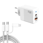 شاحن PD41 GaN PD 45 واط + USB مع كابل بيانات USB-C إلى USB-C / 8 Pin للآيفون، قابس الاتحاد الأوروبي، قابس الاتحاد الأوروبي
