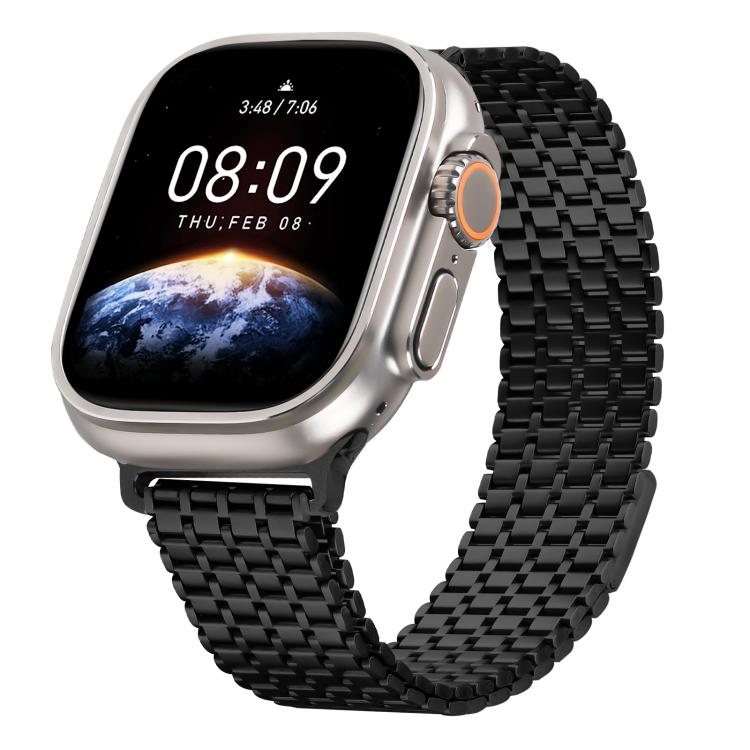 Magnetisches Edelstahl-Armband mit neun Perlen, passend für Apple Watch 46 mm / 49 mm / 45 mm / 44 mm und 42 mm / 41 mm / 40 mm / 38 mm
