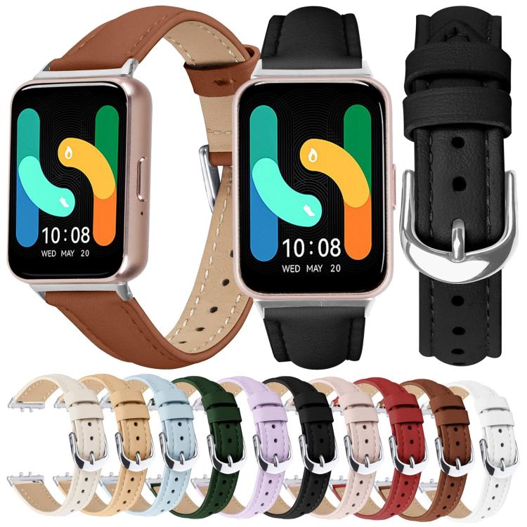 Slim Genuine Leather Watch Band, For Samsung Galaxy Fit3