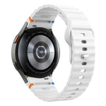 Wavy Grain Stitched Reverse Buckle 20mm Silicone Watch Band, For Samsung Galaxy Watch 7 40mm / 44mm