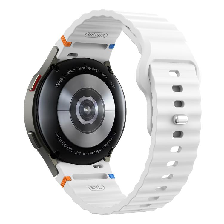 Wavy Grain Stitched Reverse Buckle 20mm Silicone Watch Band, For Samsung Galaxy Watch 7 40mm / 44mm