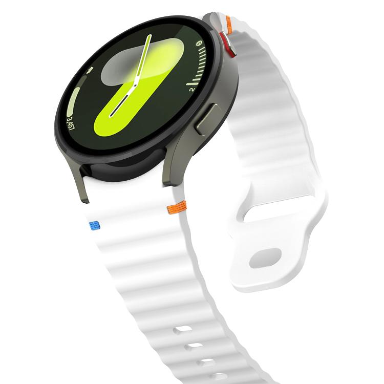 Wavy Grain Stitched Reverse Buckle 20mm Silicone Watch Band, For Samsung Galaxy Watch 7 40mm / 44mm