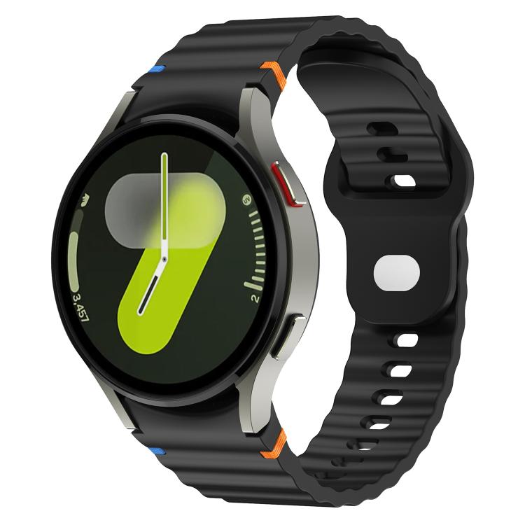 Wavy Grain Stitched Reverse Buckle 20mm Silicone Watch Band, For Samsung Galaxy Watch 7 40mm / 44mm