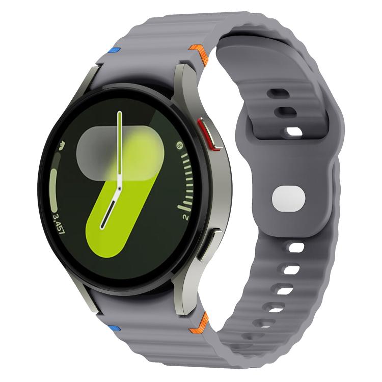 Wavy Grain Stitched Reverse Buckle 20mm Silicone Watch Band, For Samsung Galaxy Watch 7 40mm / 44mm
