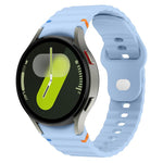 Wavy Grain Stitched Reverse Buckle 20mm Silicone Watch Band, For Samsung Galaxy Watch 7 40mm / 44mm