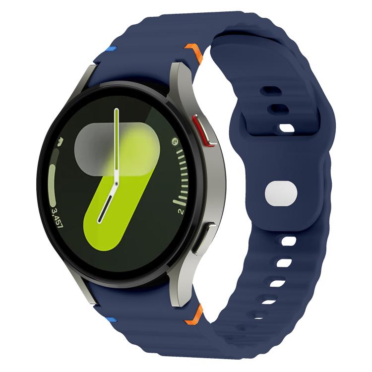 Wavy Grain Stitched Reverse Buckle 20mm Silicone Watch Band, For Samsung Galaxy Watch 7 40mm / 44mm