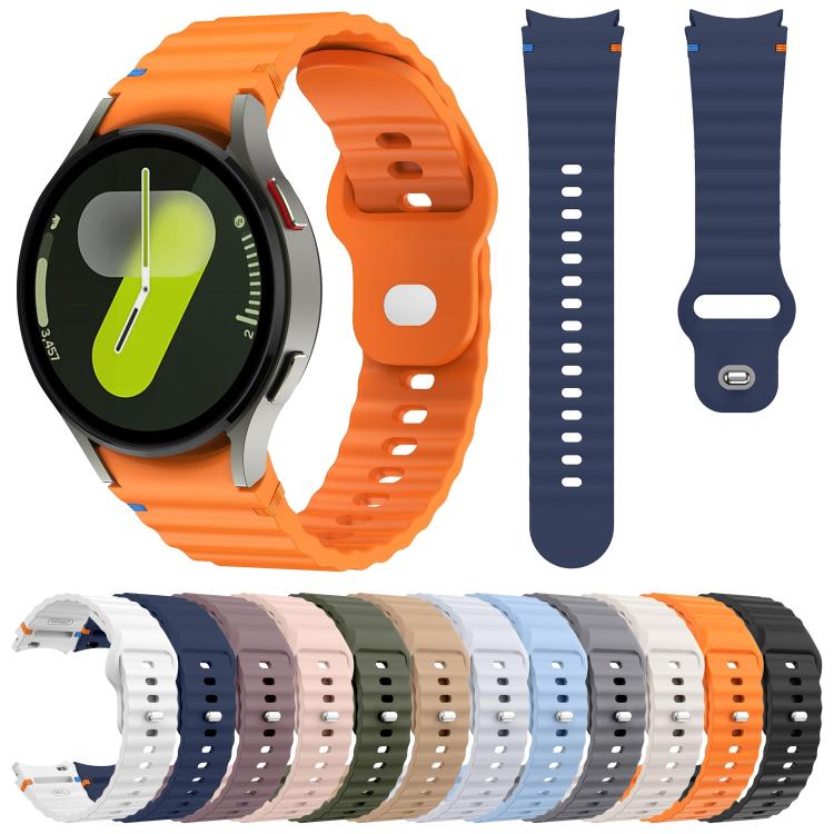 Wavy Grain Stitched Reverse Buckle 20mm Silicone Watch Band, For Samsung Galaxy Watch 7 40mm / 44mm