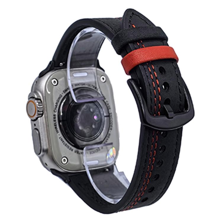 7-reihiges Lederarmband mit Tri-Star-Verschluss zum Hochziehen, passend für Apple Watch 46 mm / 49 mm / 45 mm / 44 mm und 42 mm / 41 mm / 40 mm / 38 mm